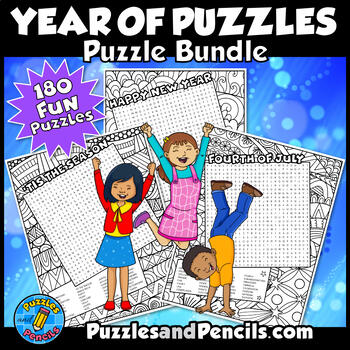 A year of printable wordsearch puzzles. Topics for the whole school year.