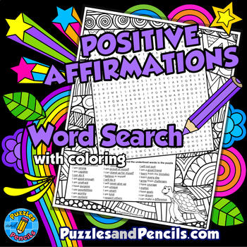 Positive affirmations wordsearch puzzles.