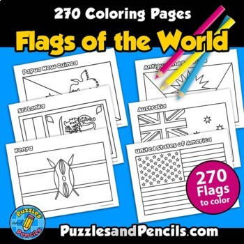 Printable black and white flags of the world for coloring.